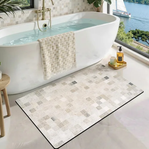 Vista 29 de LUMI Tapetes de baño ultra delgados, superabsorbentes, de secado rápido, antideslizantes, para debajo de la puerta, bañera, lavabo y ducha, 17 x 30