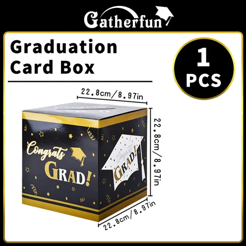 Vista 2 de Gatherfun Decoraciones de graduación, caja de tarjeta de graduación para regalos de fiesta de graduación, suministros de fiesta, color negro