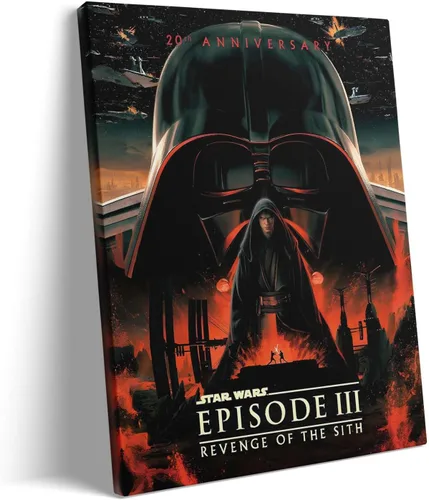 Vista 10 de Lienzo decorativo de Star Wars para pared, póster de la película La venganza de los Sith, impresión de pintura al óleo, póster de escena de galaxia