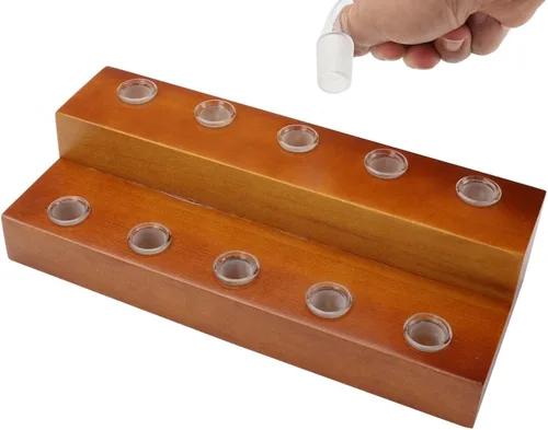 Vista 4 de HUIZHU Soporte deslizante de madera con adaptador de cristal de cuarzo hembra para sostener tubos de vidrio de 0.551 in, 0.709 in, 0.394 in