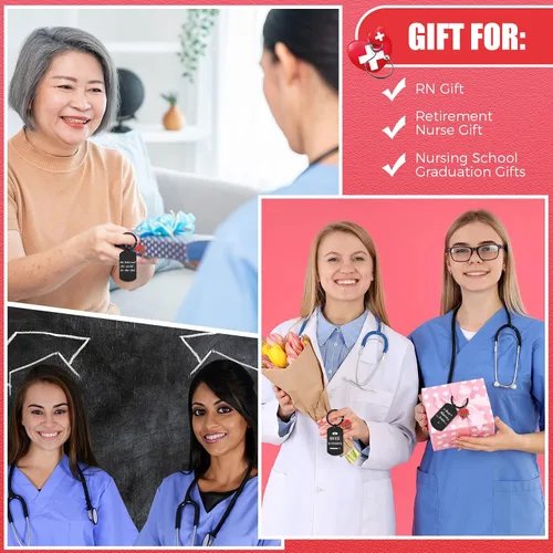 Vista 4 de Yinkin 24 piezas de recuerdos de fiesta de enfermera, regalos del día de San Valentín para enfermeras, regalos de enfermería, llavero de enfermera