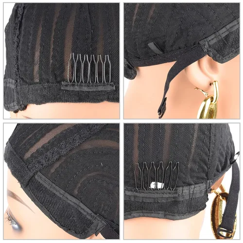 Vista 6 de 1 gorra de peluca de ganchillo trenzada transpirable para hacer pelucas sintéticas duraderas y estables, color negro, más fácil de coser en trenzas