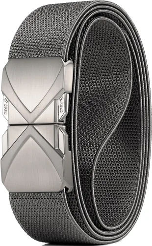 Vista 12 de GEIT - Cinturón elástico de nylon con hebilla de metal de liberación rápida, 3,4 cm, cinturón táctico invisible para golf casual