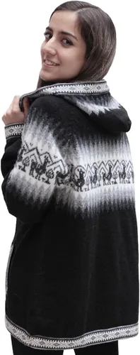 Vista 4 de Little Llamas - Sudadera con capucha de lana de alpaca