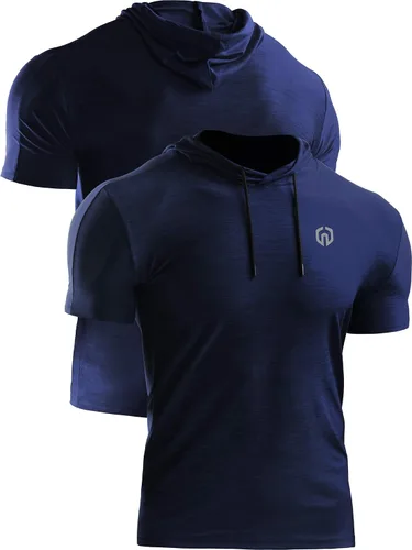 Vista 2 de NELEUS Camisa deportiva Dry Fit Performance con capucha para hombre