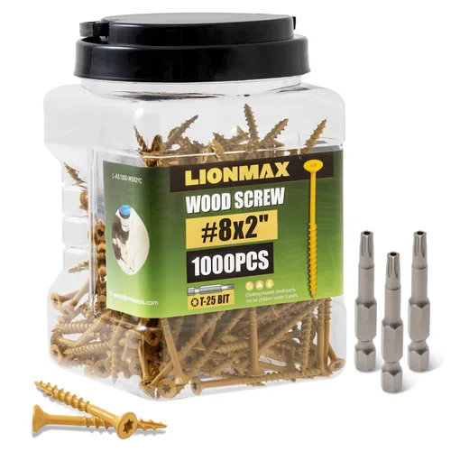 Vista 33 de LIONMAX Tornillos de cubierta de 1-1/4 pulgadas, tornillos para madera #8 x 1-1/4 pulgadas, 100 unidades, resistentes a la corrosión, revestimiento