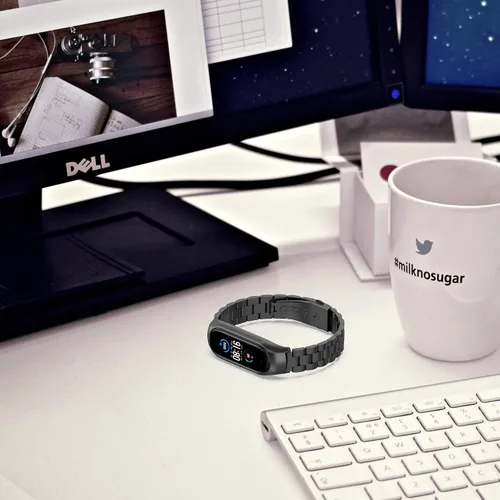 Vista 5 de Senter Correa de repuesto de acero inoxidable para reloj inteligente Xiaomi Mi Band 5 y Mi Band 6
