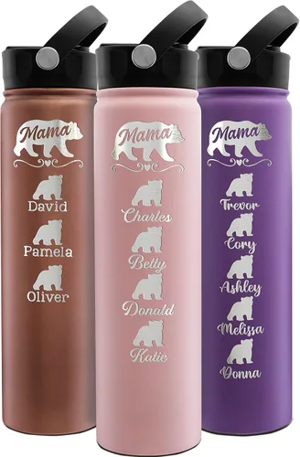 Vista 10 de Amazing Items Vaso personalizado de mamá oso, 20 o 30 onzas, 13 colores, nombres de hasta 5 cachorros, regalos para nueva mamá, vaso personalizado