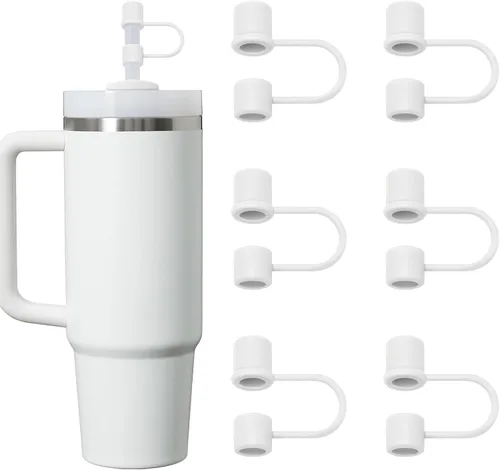Vista 11 de 6 fundas de silicona para popote compatibles con Stanley Cup, vaso de 30 y 40 onzas con asa de 0.394 in, tapas de popote a prueba de polvo