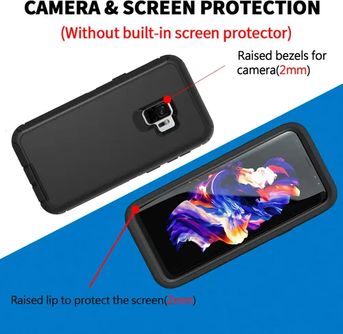 Vista 4 de Funda para Samsung Galaxy S9, funda de teléfono [grado militar] 3 en 1 a prueba de golpes, resistente funda protectora resistente (negro