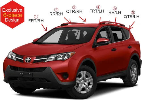 Vista 3 de AUTOCLOVER - Juego de 6 protectores de lluvia con cinta adhesiva para Toyota Rav4 2013 2014 2015 2016 2017 2018 / deflectores de ventana, persianas