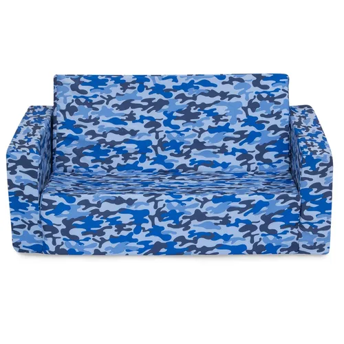 Vista 13 de Delta Children Cozee - Sofá 2 en 1 extra ancho convertible a tumbona, cómodo sofá abatible para niños, camuflaje azul