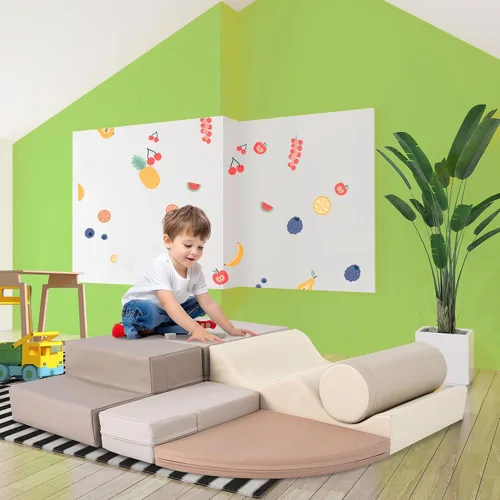 Vista 4 de Merax Juguetes de escalada para niños pequeños, juego de escalada y gateo suave para interiores, bloques de espuma suave para escalar, gatear, 6