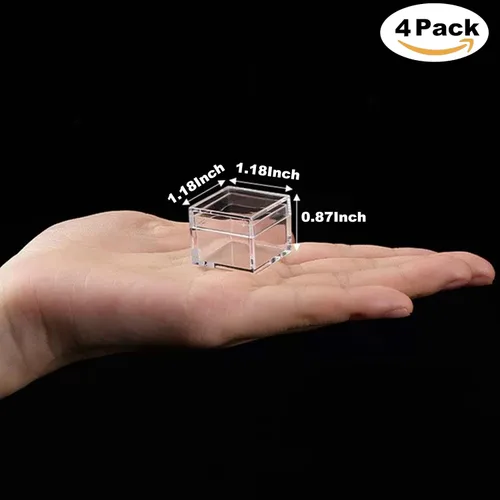 Vista 2 de KissYou Caja Pequeña de Acrílico con Tapa Cajas de Caramelo Transparentes para Exhibición Decoración de Fiesta Cubo Cuadrado de Plástico
