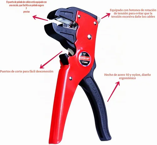 Vista 6 de WISEUP Pelacables y cortador automático de tiras rápidas, alicates de punta de águila (7 pulgadas), cortador de cables 2 en 1 para cables