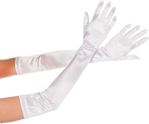 Vista 3 de Guantes largos de fiesta de ópera para mujer, guantes de satén de los años 20 y 20, disfraces hasta el codo, vestido de noche nupcial, 22 pulgadas