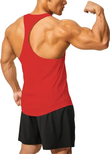 Vista 4 de DEMOZU Camiseta sin mangas para hombre con espalda en Y para culturismo, entrenamiento muscular, atletismo, correr, gimnasio