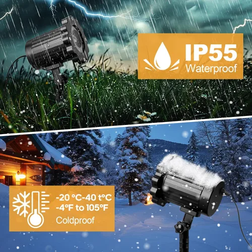 Vista 6 de Proyector de luces de Navidad dinámicas 3D para exteriores e interiores, decoraciones navideñas de renos, luces de proyector impermeables