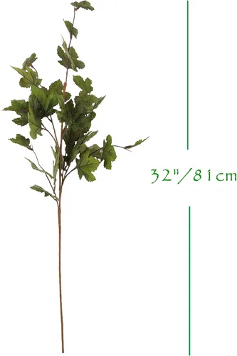 Vista 2 de 6 ramas de árbol de arce artificiales, tallos de hojas de otoño sintéticas de 32 pulgadas para arreglos de jarrones de otoño, centros de mesa Verde