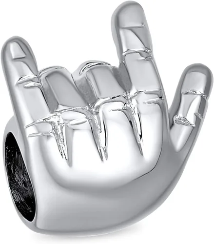 Vista 2 de Abalorio personalizado con monograma inicial del alfabeto A-Z BFF Peace Sign Symbol I Love You Support Friends Good Luck Charm Bead for Women Teen