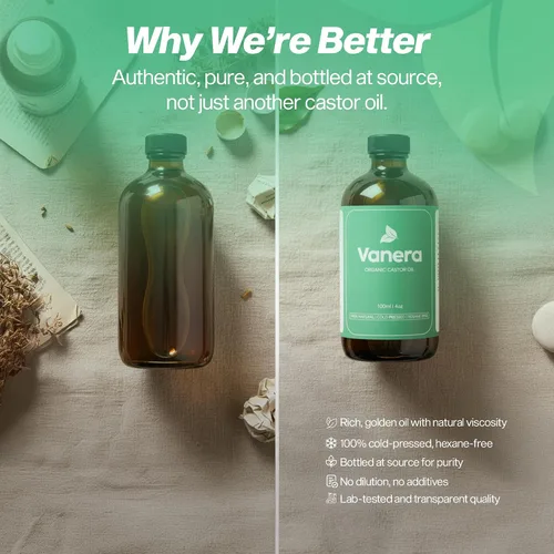Vista 3 de Aceite de ricino orgánico – 100% orgánico certificado por proveedor, sin hexano, aceite de ricino prensado en frío para hidratación de la piel