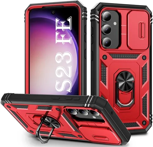 Vista 128 de PASNEW Funda militar para iPhone 13 Pro Max, cubierta de cámara deslizante y soporte de anillo de metal de 360°, carcasa rígida multicapa resistente