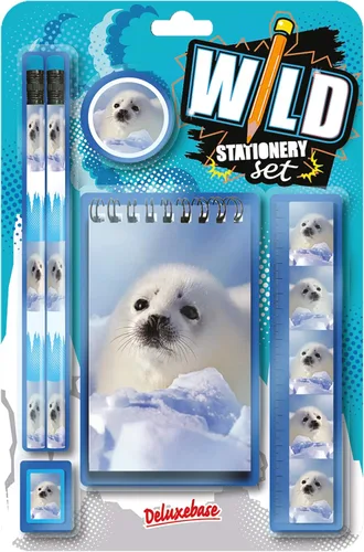 Vista 27 de Deluxebase Wild Stationery Set - Mariposa de animales de papelería con 2 lápices, borrador, sacapuntas, regla y lindo cuaderno. Suministros