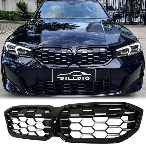 Vista 24 de Parrilla G20 - Parrilla de Riñón Negra Compatible con Serie 3 G20 316i/318i/320i/328i/330i/335i/340i de 2019-2022 Negro Brillante Diamante