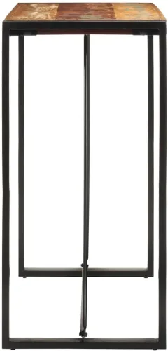 Vista 5 de Industrial Bar Table Solid Reclaimed Wood and Iron Frame Counter Height 43.3 Inch Narrow Design for Small Spaces Indoor Outdoor Use Dining Room
