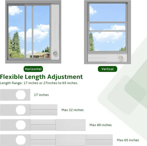 Vista 3 de Kit de ventilación de ventana para secadora BEWAVE, kit de ventilación de ventana compatible con manguera de ventilación de secadora de 4