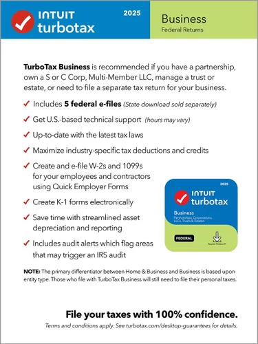 Vista 3 de TurboTax Business Desktop Edition 2025, Federal Tax Return [Win11 Download]
