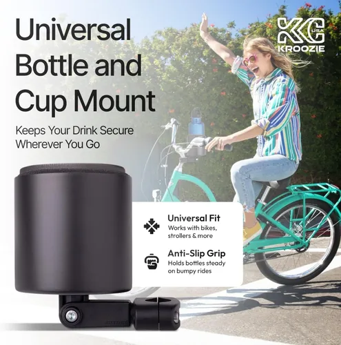 Vista 2 de Kroozie Soporte para botellas de bicicleta de lujo, universal, de acero inoxidable, para manillares, para barras verticales o en ángulo y bebidas