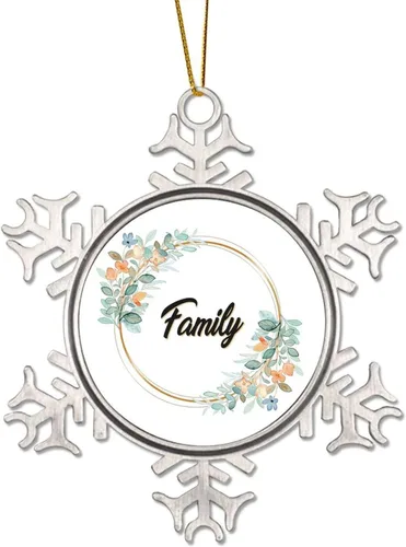 Vista 14 de Corona de flores florales Life is Sweet Adorno de copo de nieve de metal para árbol de Navidad, decoración colgante de árbol de Navidad, divertido