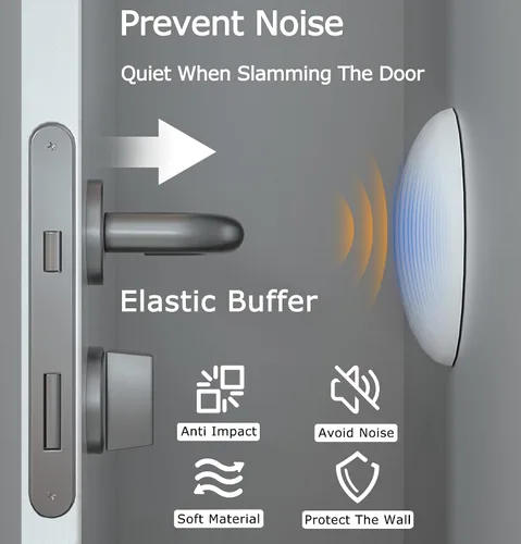 Vista 7 de Topes de Puerta Protector de Pared Protector Amortiguador Pomo de Puerta Mango de Puerta Parachoques Autoadhesivo Silenciador Goma Suave Almohadilla