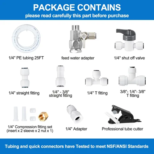Vista 6 de Kit de línea de agua para refrigerador - Kit de instalación de agua para máquina de hielo de grado alimenticio, tubo de agua de 1/4 pulgadas O.D.