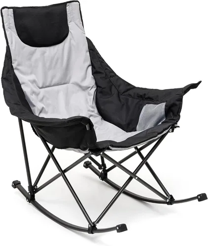 Vista 29 de SUNNYFEEL Silla Mecedora de Camping Paquete de 2, Silla Plegable de Jardín Extragrande para Exteriores con Bolsillo, Resistente