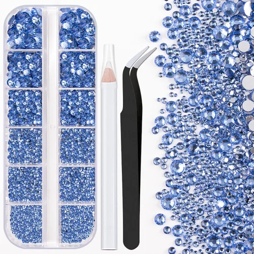 Vista 10 de Dos paquetes de diamantes de imitación de parte trasera plana, 4520 piezas de diamantes de imitación coloridos para arte de uñas, cristal colorido +