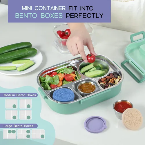 Vista 6 de VITEVER [Paquete de 6] Recipientes para Aderezo de Ensalada Para Llevar, 1.6 oz Recipientes Pequeños de Condimentos con Tapas, Tazas de Salsa