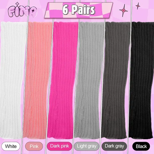 Vista 3 de Berlune 6 pares de mangas de brazo kawaii para mujer y niñas, calentadores de brazos de estilo japonés Y2K para disfraz escolar, 6