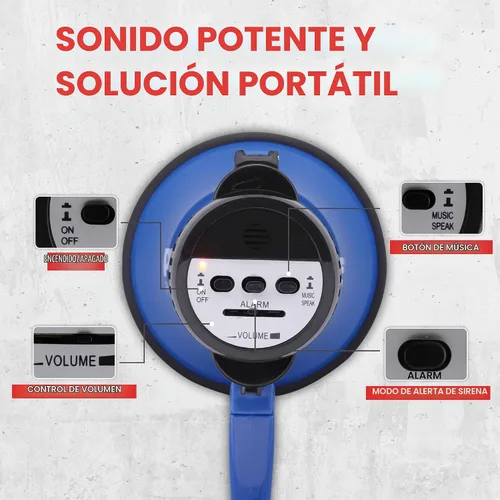 Vista 4 de Pyle Megáfono compacto con batería con sirena, 30 W de potencia, micrófono, 2 modos, sonido PA, megáfono, rango de 1200 yardas, mango plegable