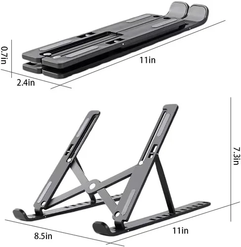 Vista 2 de Soporte ajustable para computadora portátil para escritorio, elevador portátil plegable con ángulo de diez grados, ajuste libre ABS+accesorios
