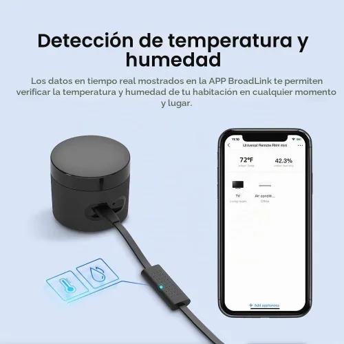Vista 2 de BroadLink RM4 mini Mando a distancia inteligente y juego de cables de sensores RM4 mini S (Solo Wi-Fi de 2.4 GHz), centro de control remoto IR