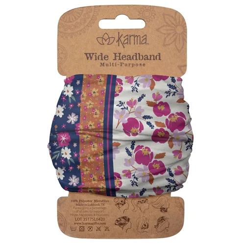 Vista 12 de Karma Diadema floral dividida verde azulado/albaricoque para mujer, ancha, diadema de tela y bufanda elástica para el cabello, verde Albaricoque