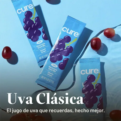 Vista 4 de Cure Hydration - Bebida electrolítica en polvo para niños, uva clásica, 14