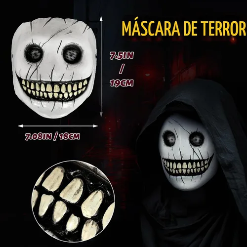 Vista 2 de UQJE Máscara de demonio sonriente de terror aterrador, máscara espeluznante de Halloween