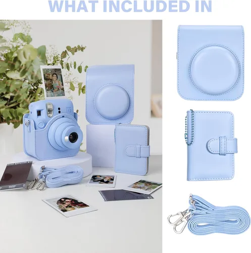 Vista 2 de Fuji Mini 12 - Funda para cámara y álbum de fotos, funda protectora de cuero compatible con cámara instantánea Instax Mini 12 con álbum de fotos