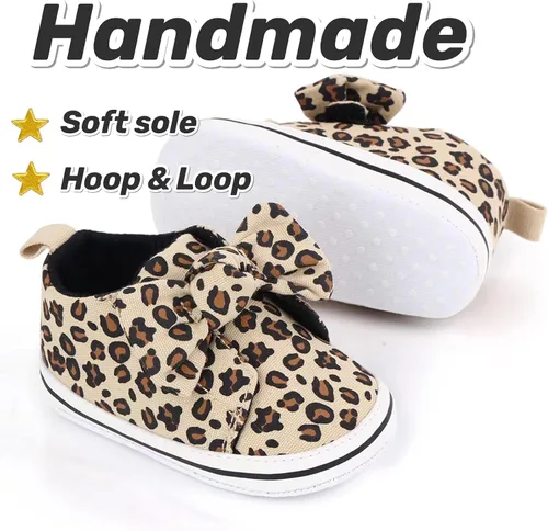 Vista 3 de YTWM Baby Girls Shoes Leopard Walking Shoe for 0-18 Months, Easy Wear Non Slip Lightweight Baby Indoor Outdoor Sneakers