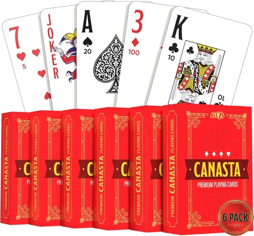 Vista 8 de All7s Canasta - Naipes con valores de puntos, 2 mazos de índice grande para adultos, personas mayores y familias, fáciles de leer, duraderas