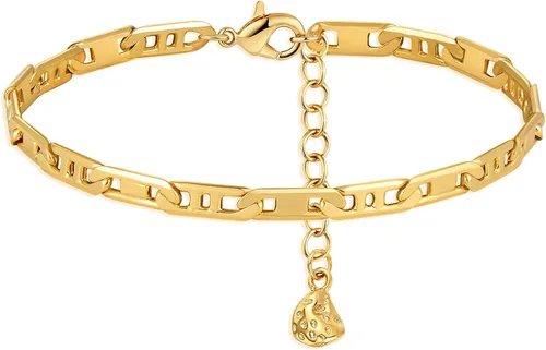 Vista 7 de BENEIGE Pulsera para mujer chapada en oro de 14 quilates, clip de papel satélite, bola ovalada, caja de cable, cadena de eslabones en capas