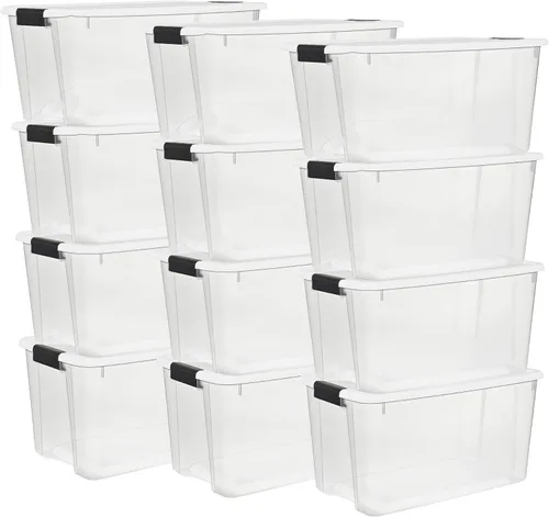 Vista 12 de Sterilite paquete de 6 cajas Ultra con pestillo, contenedores de almacenamiento con tapas, plástico transparente, 18 cuartos de galón - Contenedores